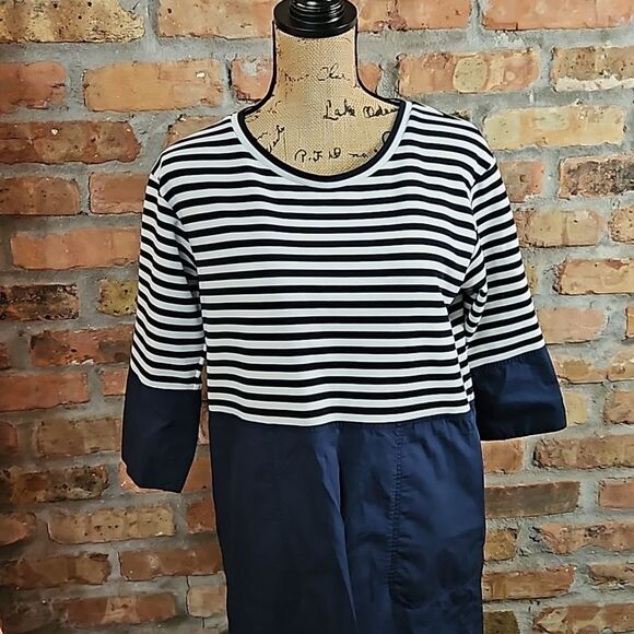 COS Navy & White Oversized Striped Shift dress Small - Picture 3 of 16